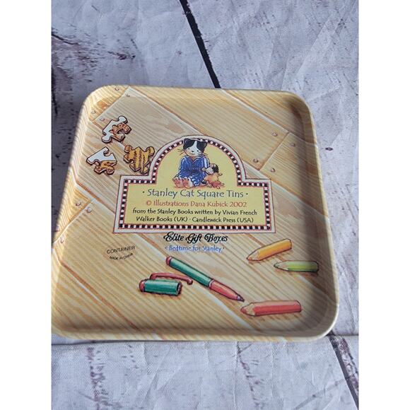 VTG Dana Kubick 2002 Stanley Cat Square Tins Birthday Party And Bed Time - Picture 9 of 10